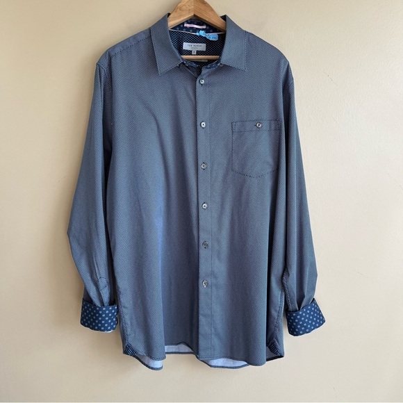 TED BAKER LONDON men’s Shuger Slim Fit Stretch Button-Up Shirt size 6 or XL - Picture 2 of 9